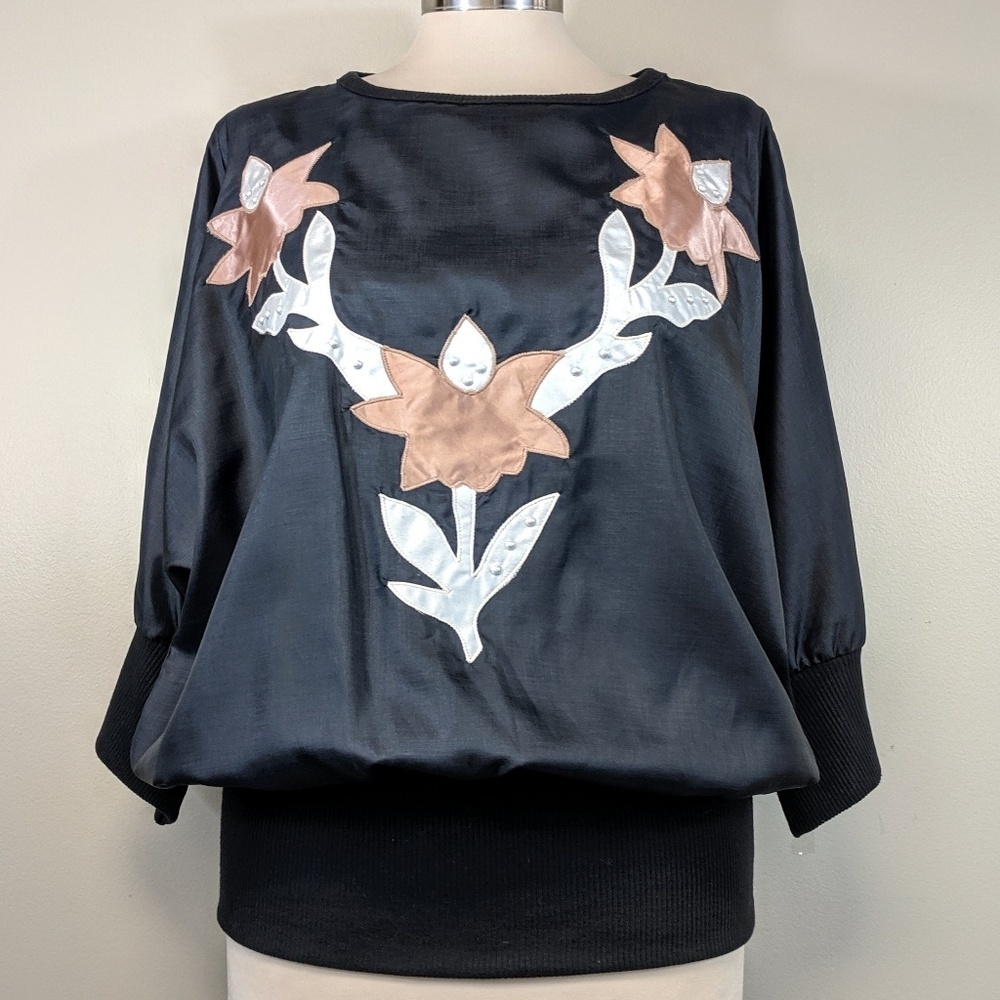 Vintage 1980's Satin Glam Disco Blouse